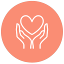 Hands Heart Icon, Light Red